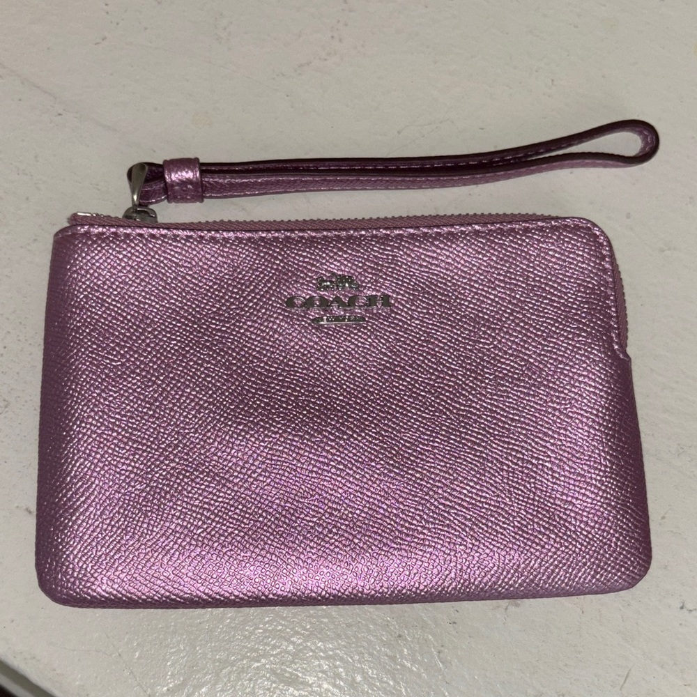 Coach Metallic Pink Wristlet New without tag.